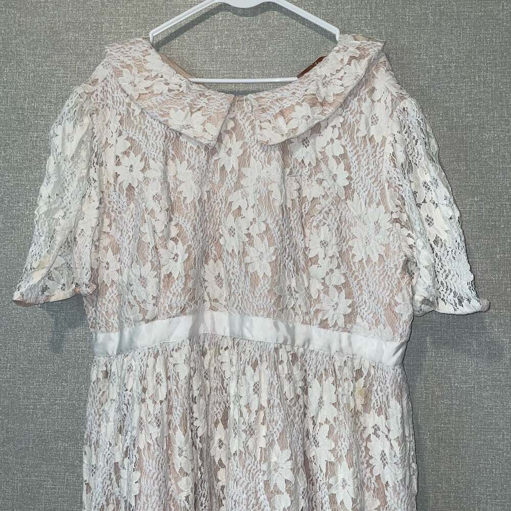 JessaKae Collection Floral Lace Peter Pan Collar Midi Dress - Picture 4 of 12
